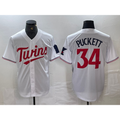 Minnesota Twins #34 Kirby Puckett White Red Stitched Cool Baseball Jersey