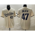 Minnesota Twins #47 Edouard Julien Number Cream Cool Base Stitched Baseball Jersey