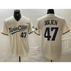 Minnesota Twins #47 Edouard Julien Number Cream Cool Base Stitched Baseball Jersey