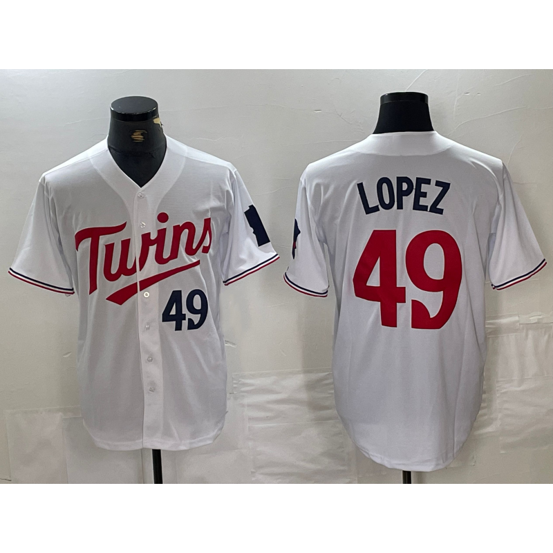 Minnesota Twins #49 Pablo Lopez Number White Stitched Cool Baseball Jersey