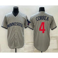 Minnesota Twins #4 Carlos Correa 2023 Grey Home Team Cool Base Stitched Baseball Jersey