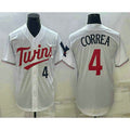 Minnesota Twins #4 Carlos Correa Number White Red Stitched Cool Baseball Jersey
