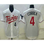 Minnesota Twins #4 Carlos Correa Number White Red Stitched Cool Baseball Jersey