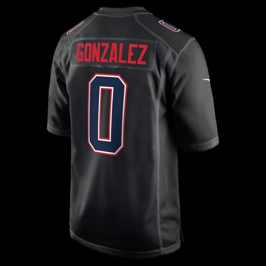 NE.Patriots #0 Christian Gonzalez Black Fashion Game Football Jersey