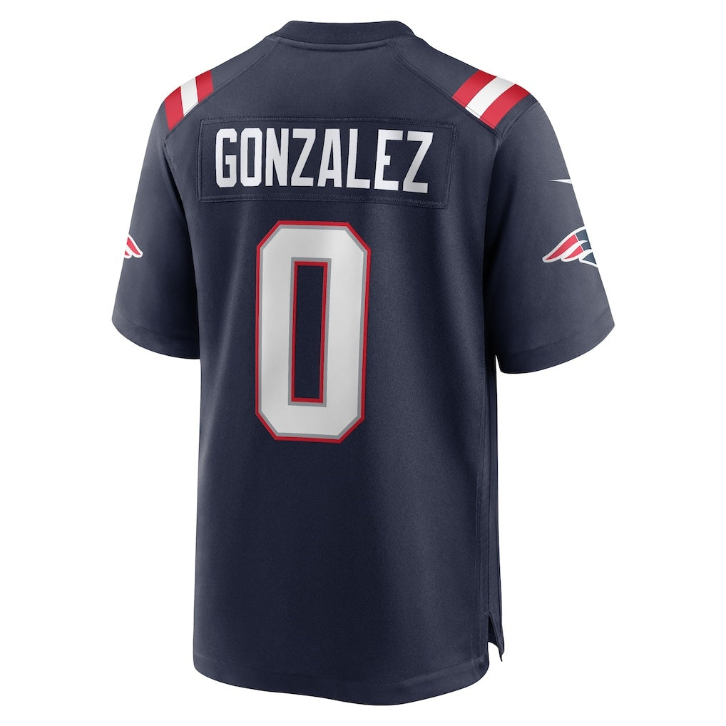NE.Patriots #0 Christian Gonzalez Navy Team Game Football Jersey