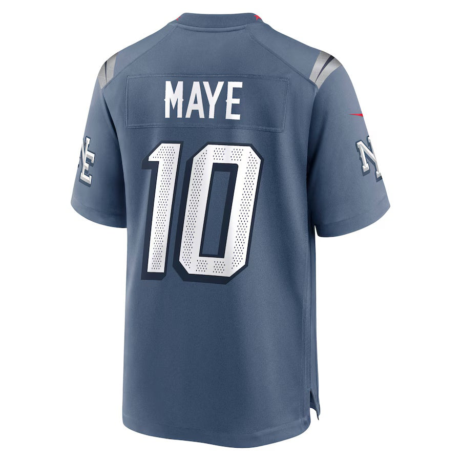 NE.Patriots #10 Drake Maye 2025 Rivalries Collection Game Jersey - Storm Blue