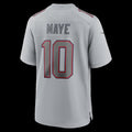 NE.Patriots #10 Drake Maye Gray Atmosphere Fashion Game Football Jersey