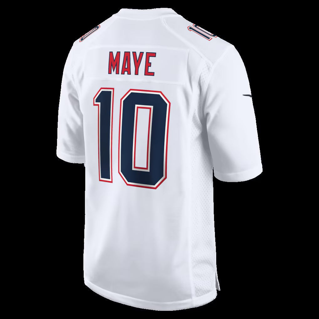 NE.Patriots #10 Drake Maye Tundra White Game Football Jersey