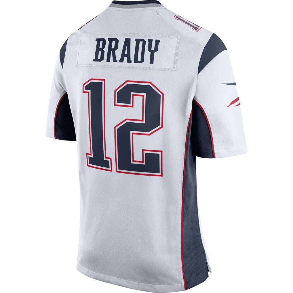 NE.Patriots #12 Tom Brady White Game Football Jersey