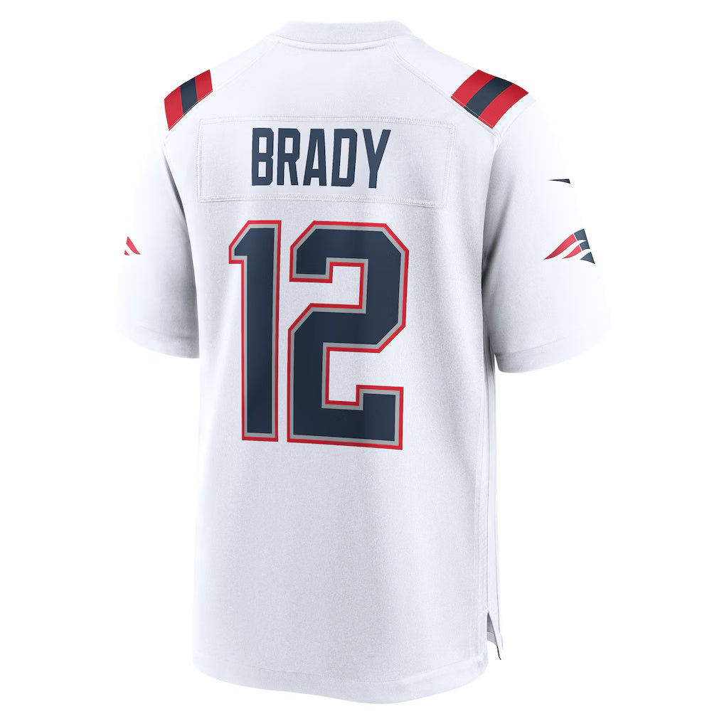 NE.Patriots #12 Tom Brady White Retired Game Football Jersey