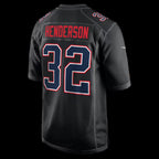 NE.Patriots #32 TreVeyon Henderson Black Fashion Game Football Jersey