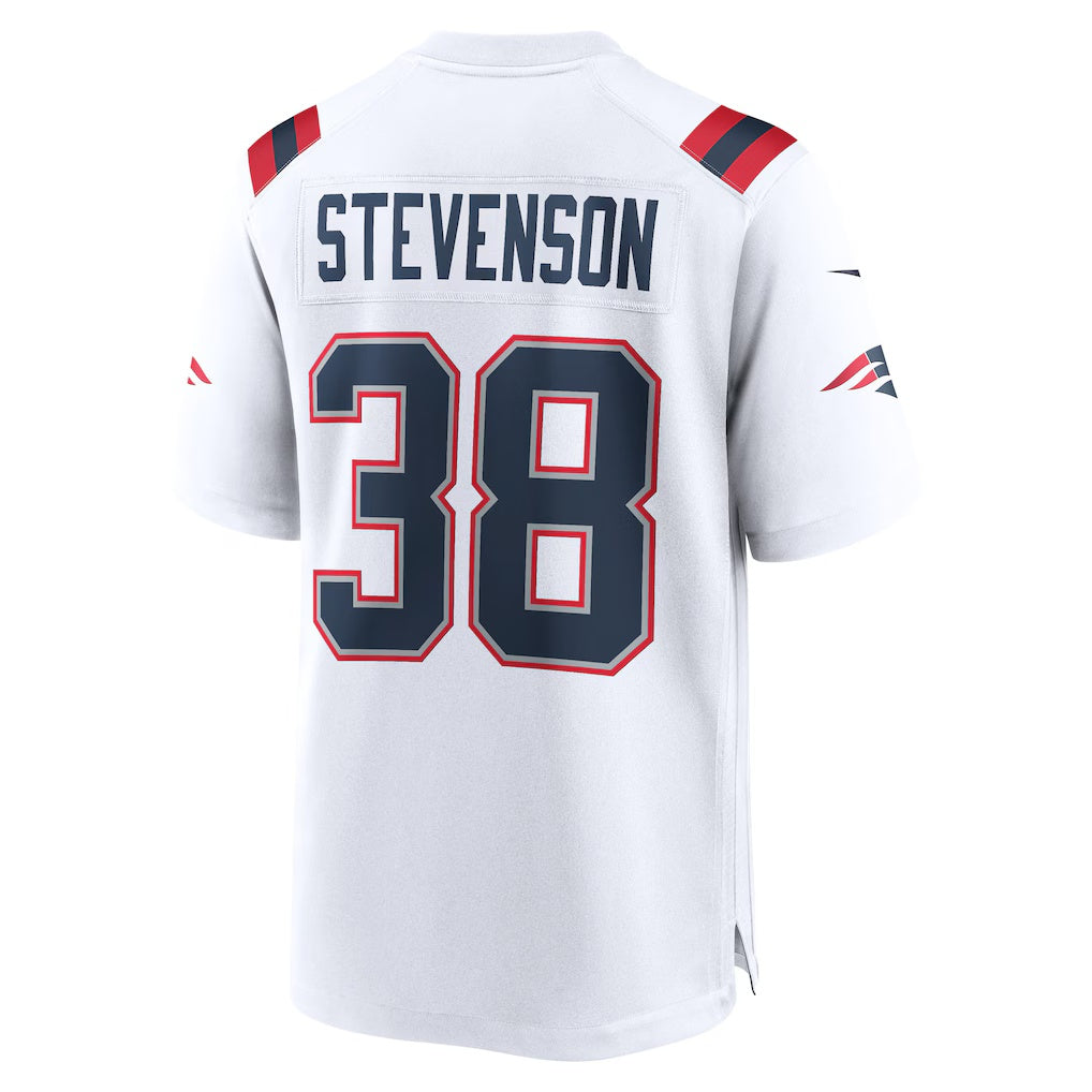 NE.Patriots #38 Rhamondre Stevenson White Game Player Football Jersey