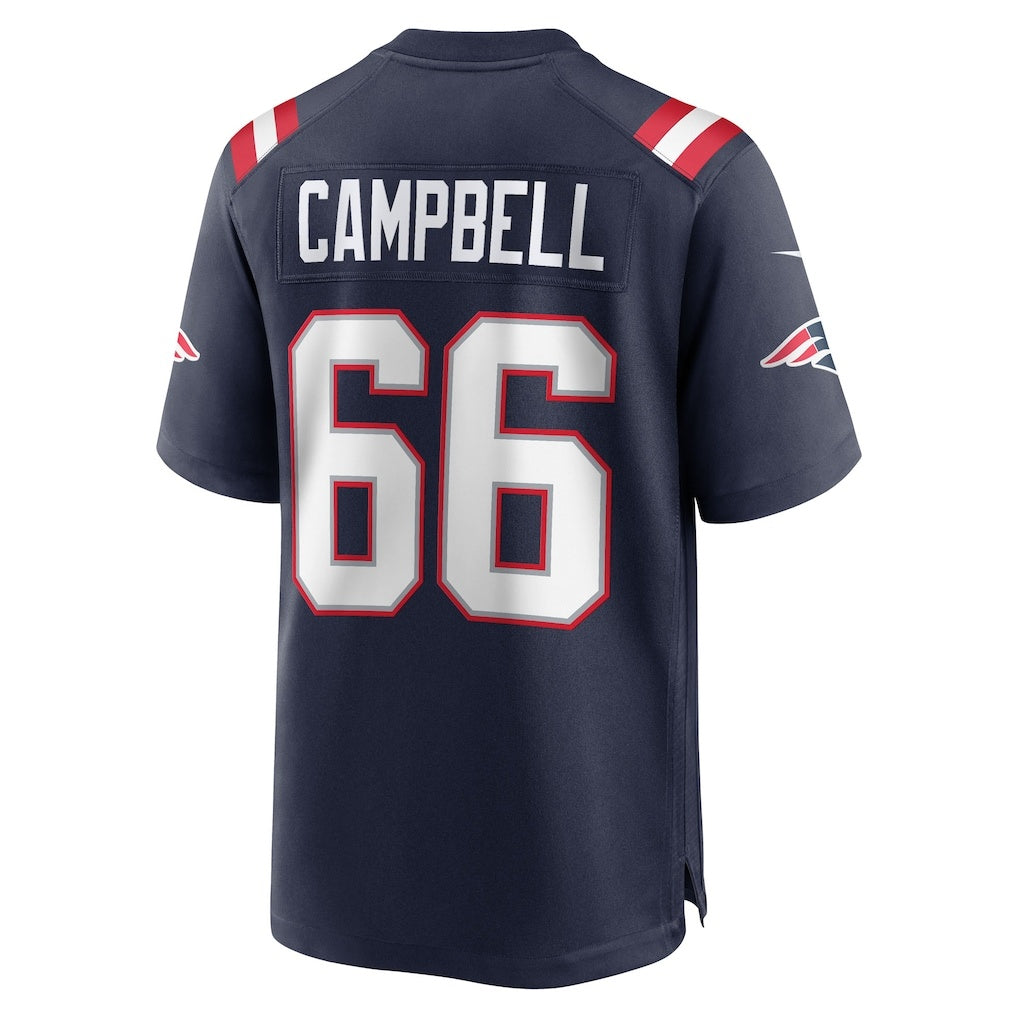 NE.Patriots #66 Will Campbell Navy 2025 Draft First Round Pick Game Football Jersey