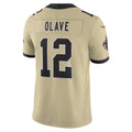 NO.Saints #12 Chris Olave Gold Alternate Vapor F.U.S.E. Limited  Stitched Football Jersey