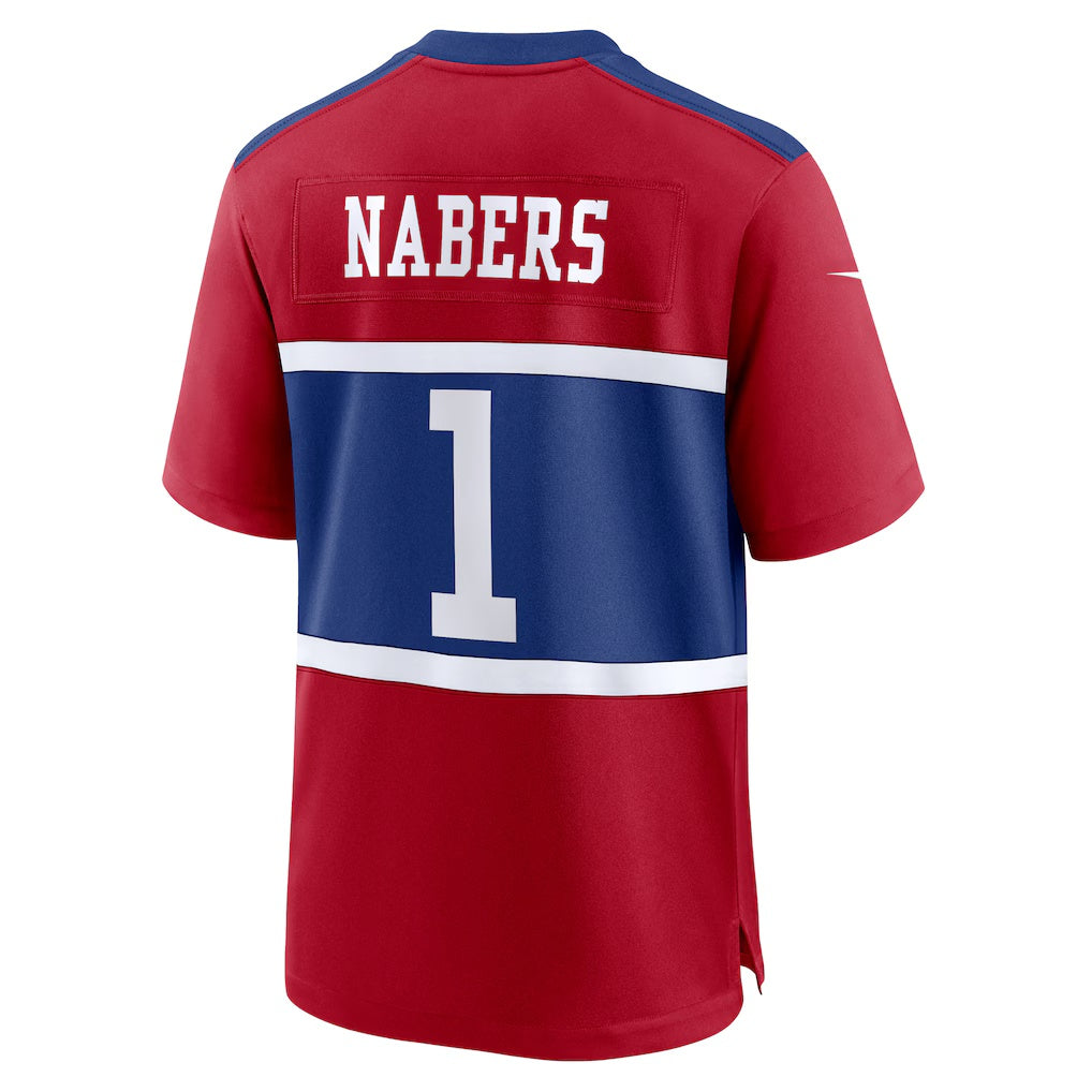 NY.Giants #1 Malik Nabers Century Red Alternate Game Football Jersey