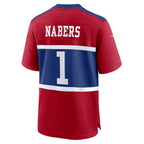 NY.Giants #1 Malik Nabers Century Red Alternate Game Football Jersey