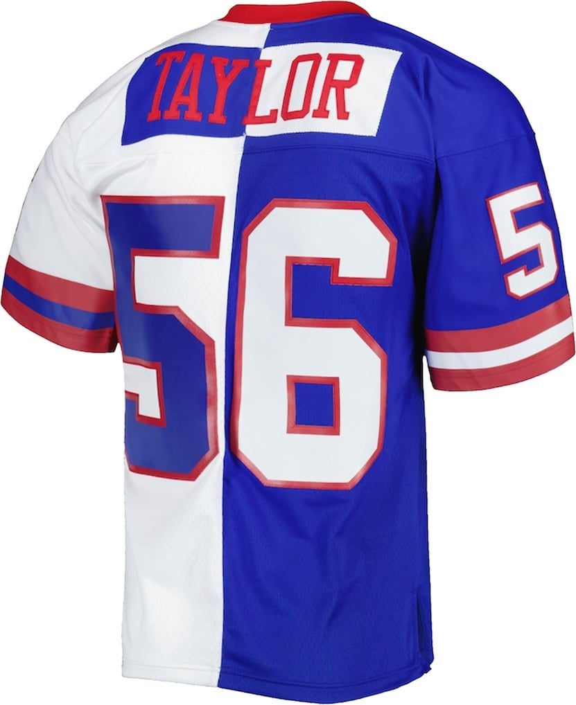 NY.Giants #56 Lawrence Taylor Mitchell & Ness Royal-White Split Legacy Replica Football Jersey