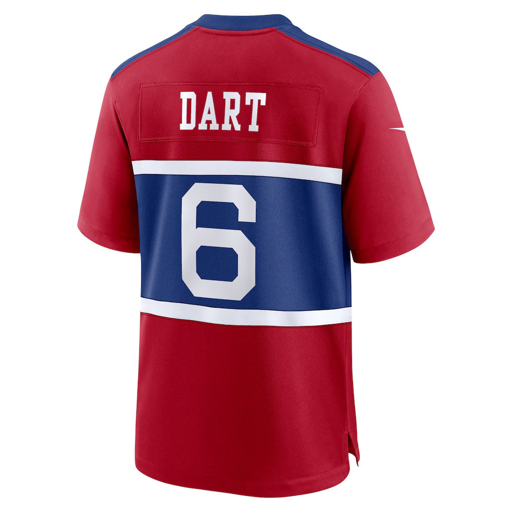 NY.Giants #6 Jaxson Dart Red Alternate Century Red Game Football Jersey