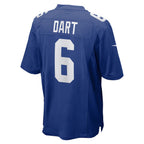 NY.Giants #6 Jaxson Dart Royal 2025 Draft First Round Pick Game Football Jersey