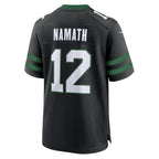 NY.Jets #12 Joe Namath Legacy Black Alternate Retired Player Game Football Jersey