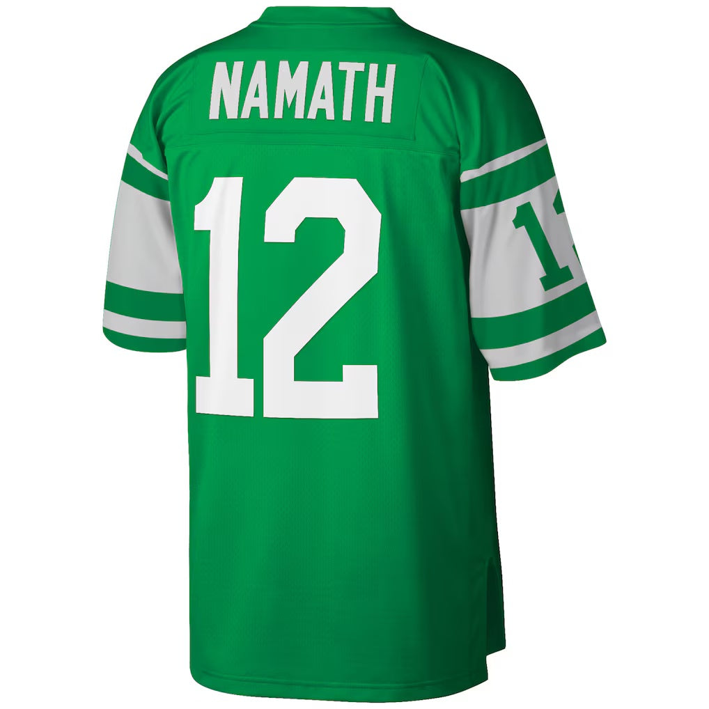 NY.Jets #12 Joe Namath Mitchell & Ness Green Big & Tall Retired Player Replica Football Jersey