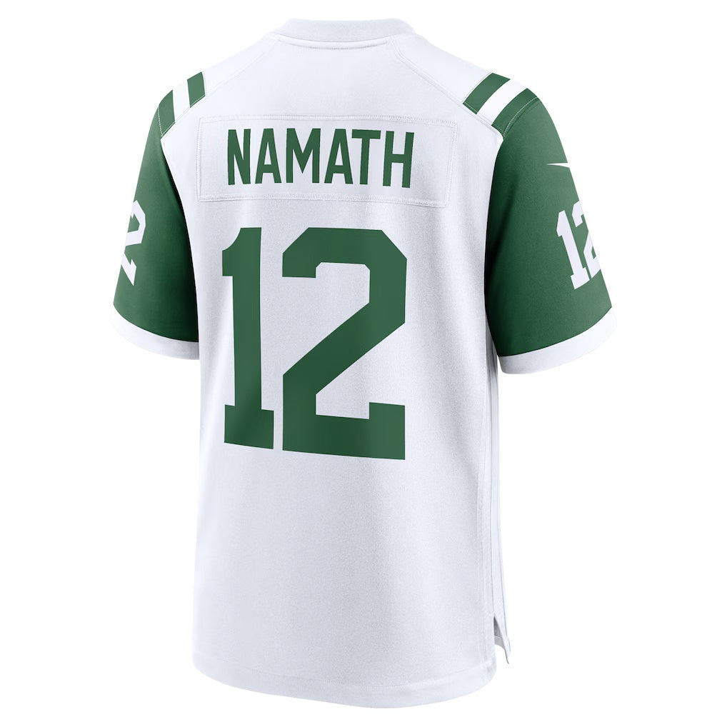 NY.Jets #12 Joe Namath White Classic Alternate Retired Player Game Football Jersey