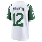 NY.Jets #12 Joe Namath White Classic Alternate Retired Player Game Football Jersey