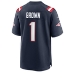 NE.Patriots #1 A.J. Brown Navy Game Stitched Football Jerseys