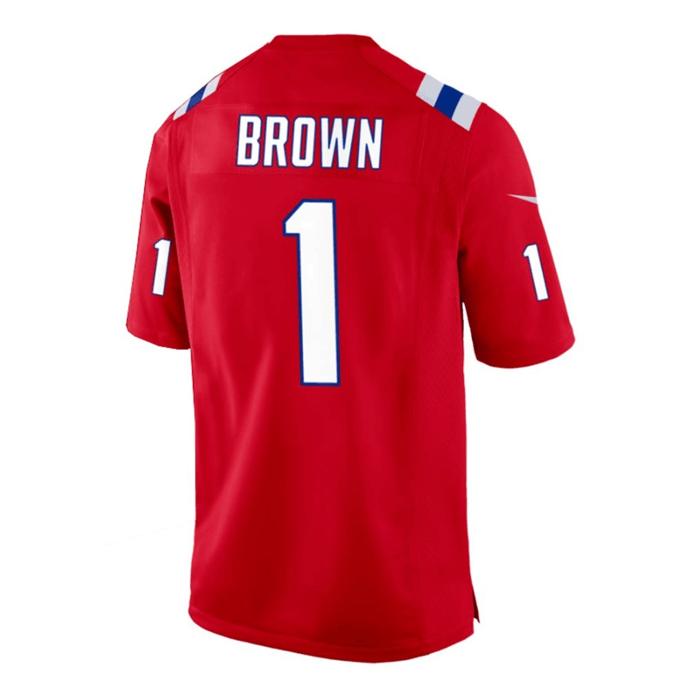 NE.Patriots #1 A.J. Brown Red Game Stitched Football Jersey