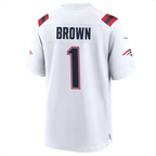 NE.Patriots #1 A.J. Brown White Game Stitched Football Jersey