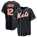 New York Mets #12 Francisco Lindor 2026 Black Out Stitched Baseball Jersey