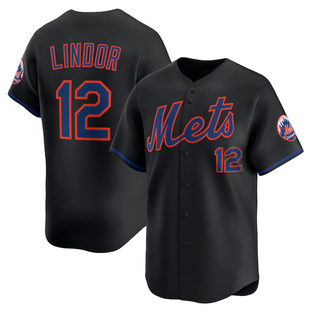 New York Mets #12 Francisco Lindor Black Alternate Limited Baseball jersey