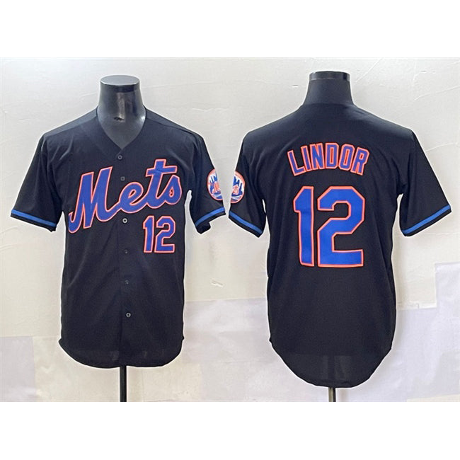 New York Mets #12 Francisco Lindor Black Alternate Limited Stitched Baseball jersey