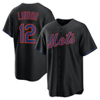New York Mets #12 Francisco Lindor Black Alternate Replica Baseball jersey