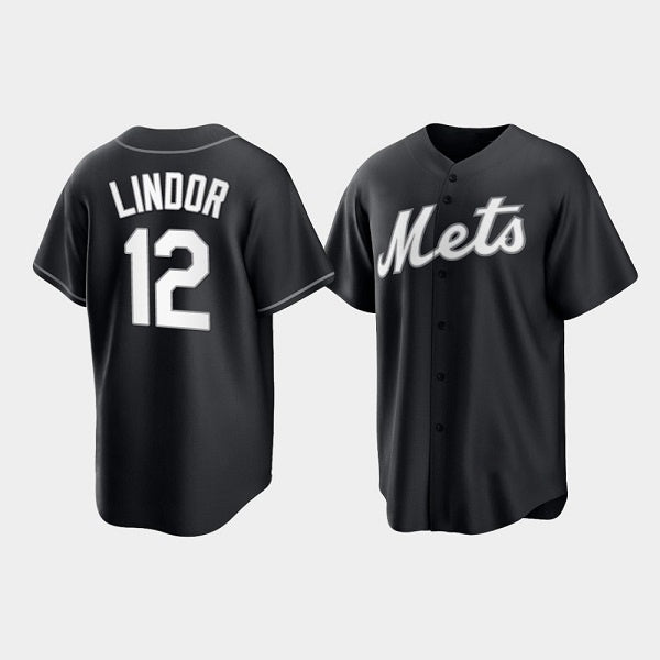 New York Mets #12 Francisco Lindor Black Cool Base Stitched Baseball jersey
