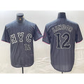 New York Mets #12 Francisco Lindor Number Grey 2024 City Connect Cool Base Stitched Baseball jersey