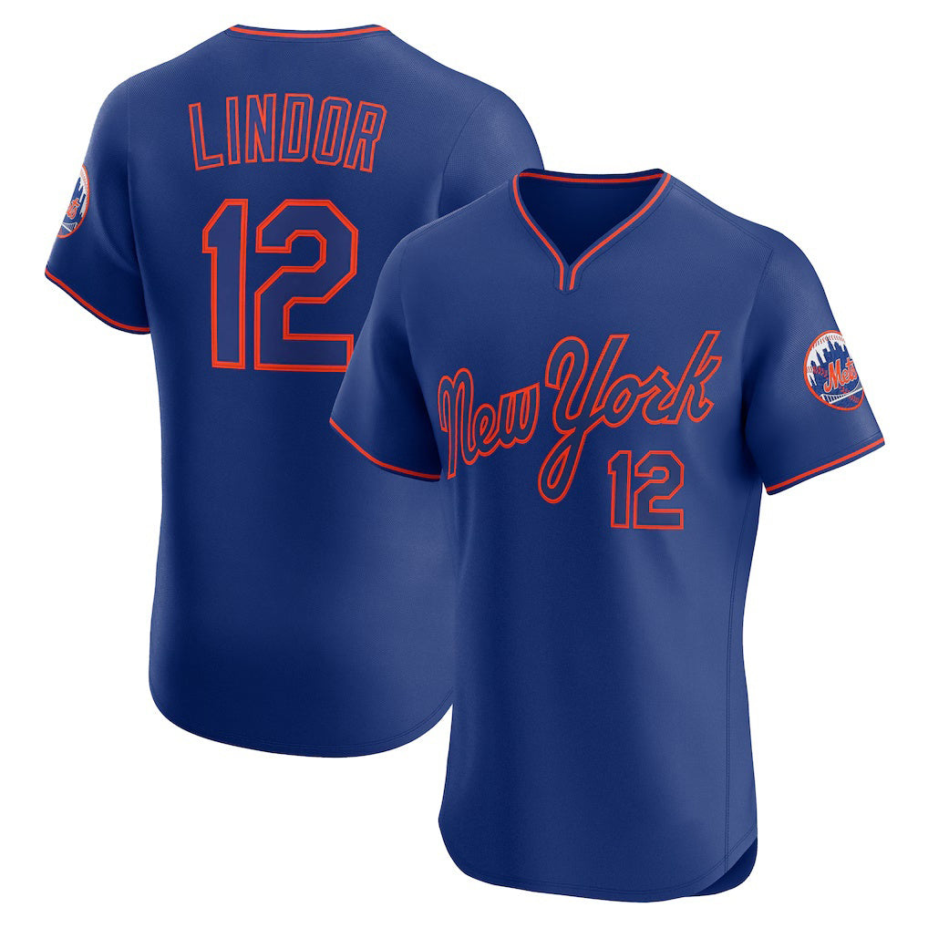 New York Mets #12 Francisco Lindor Royal Alternate 2 Elite Baseball Jersey