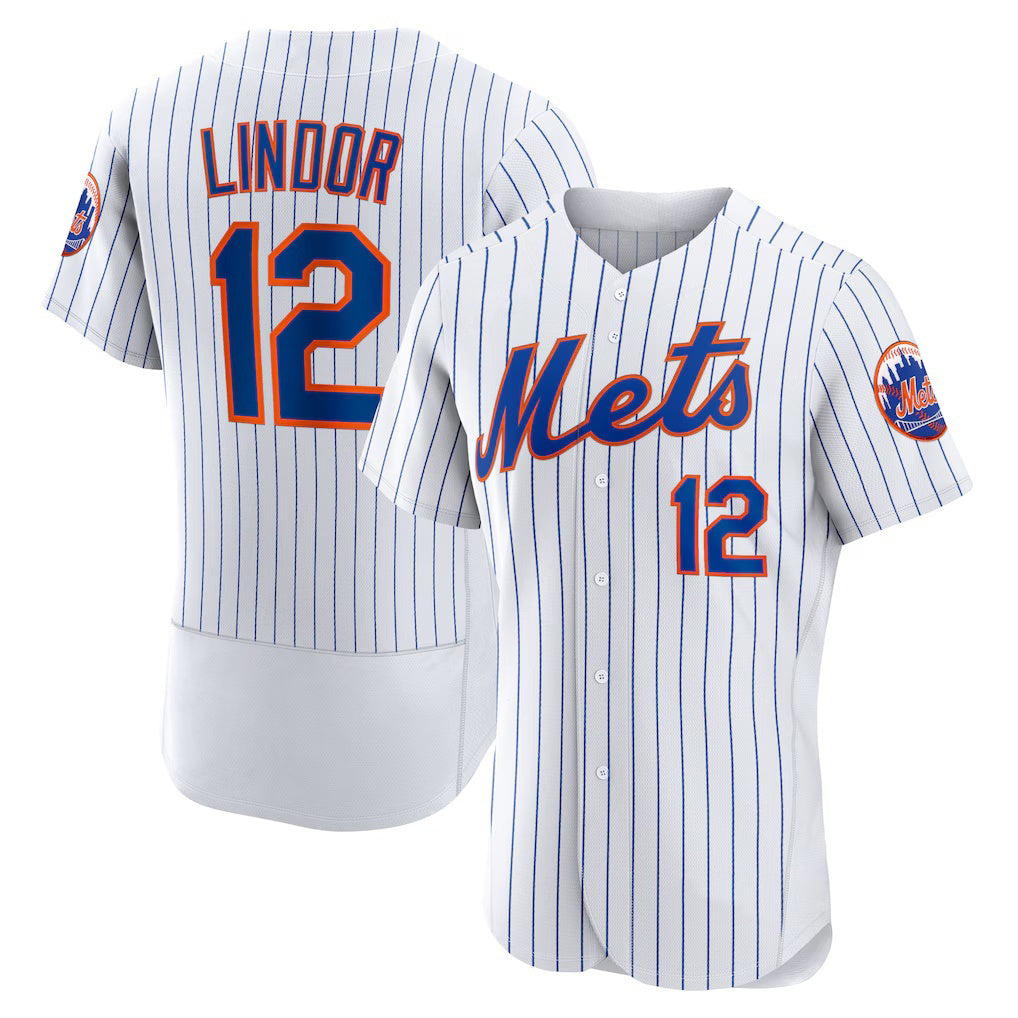 New York Mets #12 Francisco Lindor White Home Authentic Player Baseball Jersey