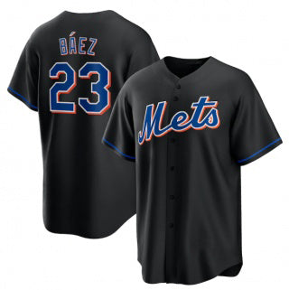 New York Mets #23 Javier Báez Black 2022 Cool Base Stitched Baseball Jersey