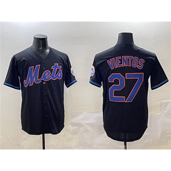 New York Mets #27 Mark Vientos Black Cool Base Stitched Baseball Jersey