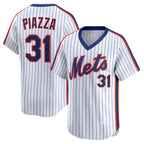 New York Mets #31 Mike Piazza White Throwback Cooperstown Collection Limited Baseball Jersey