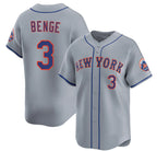 New York Mets #3 Carson Benge 2026 Gray Limited Stitched Baseball Jersey