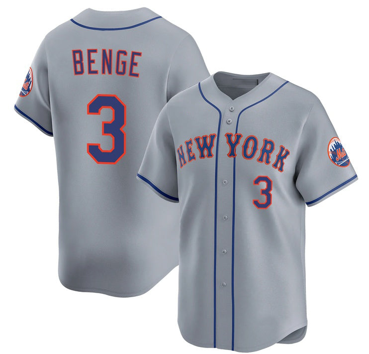 New York Mets #3 Carson Benge 2026 Gray Limited Stitched Baseball Jersey