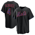 New York Mets #4 Francisco Alvarez Black Alternate Replica Baseball jersey