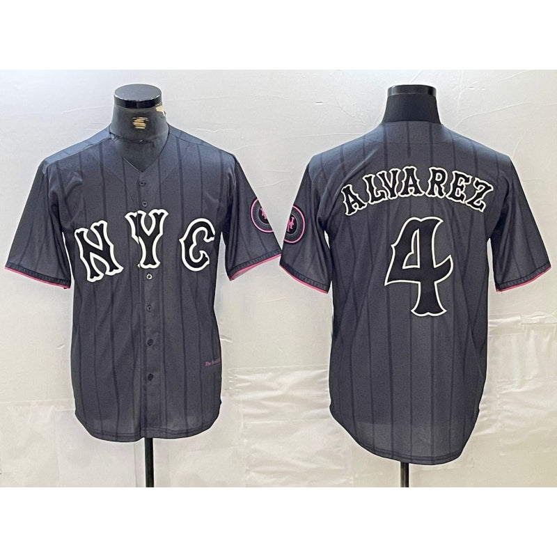 New York Mets #4 Francisco Alvarez Gray 2024 City Connect Cool Base Stitched Baseball jersey