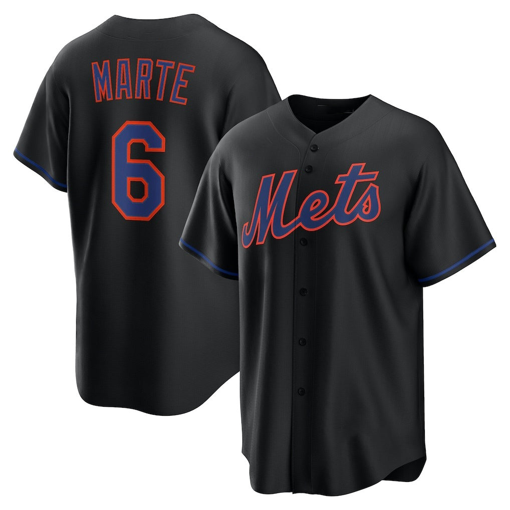 New York Mets #6 Starling Marte Black Alternate Replica Baseball jersey