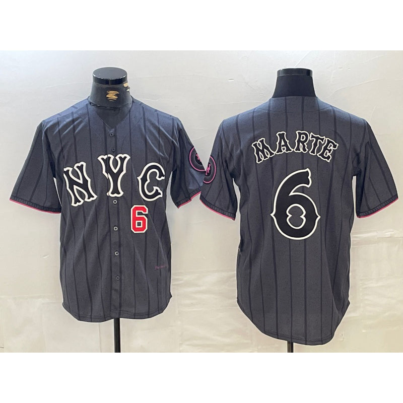 New York Mets #6 Starling Marte Gray 2024 City Connect Cool Base Stitched Baseball jersey