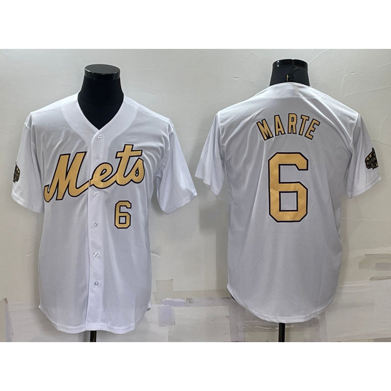 New York Mets #6 Starling Marte Number White 2022 All Star Stitched Cool Baseball jersey