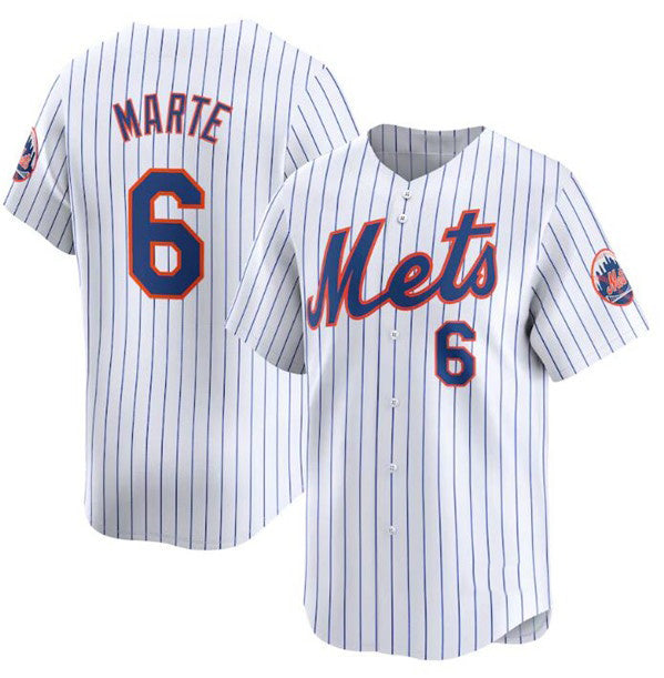 New York Mets #6 Starling Marte White 2024 Home Limited Stitched Baseball jersey