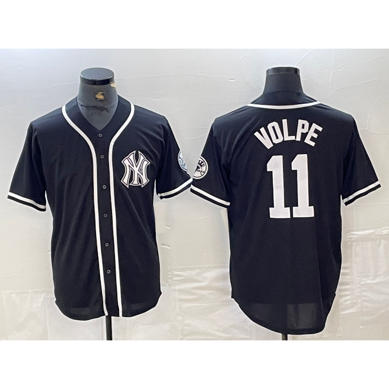 New York Yankees #11 Anthony Volpe Black White Cool Base Stitched Baseball Jersey